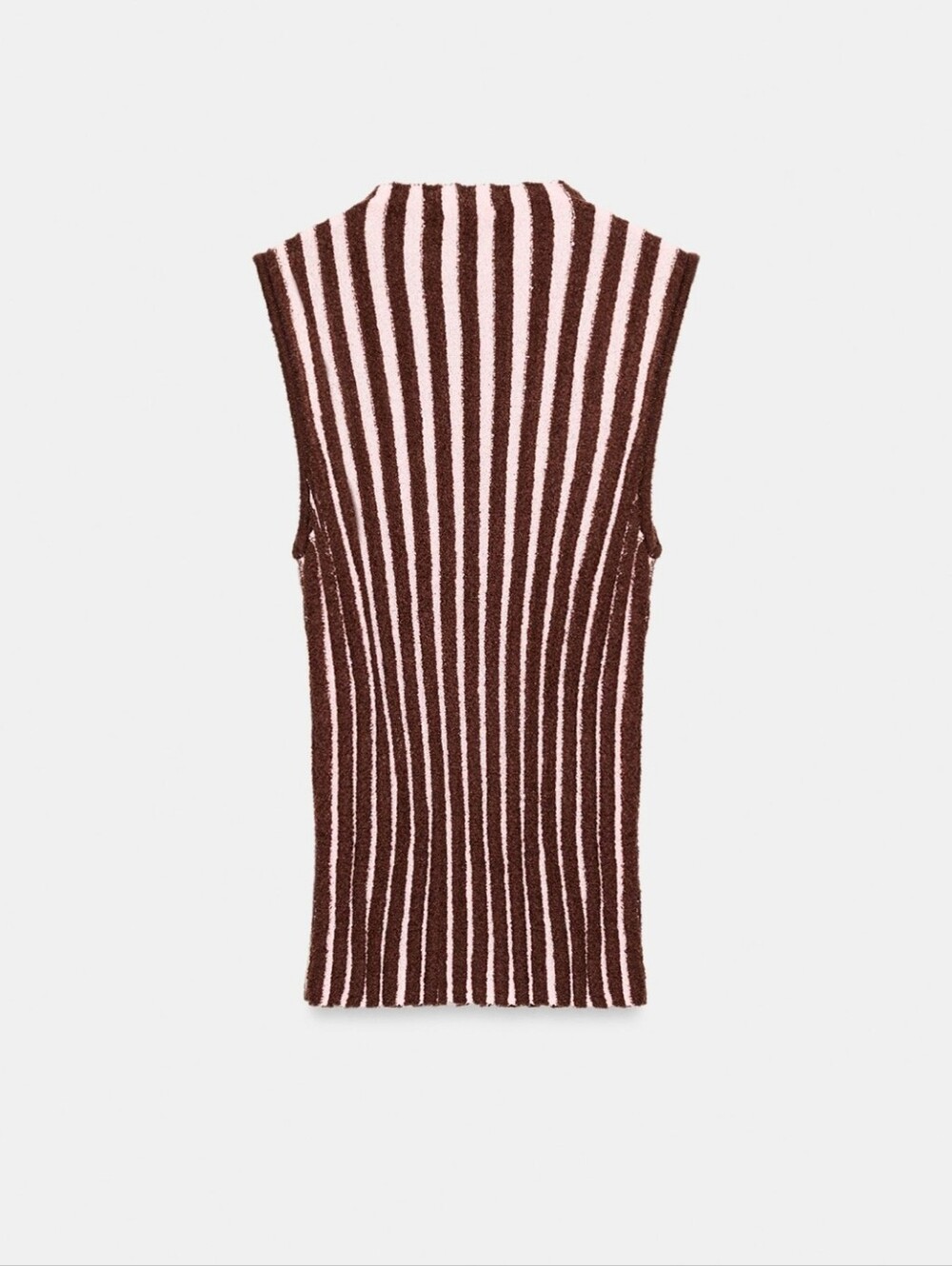 New Zara Striped Textured High Neck Sleeveless Knit Top - Picture 11 of 12